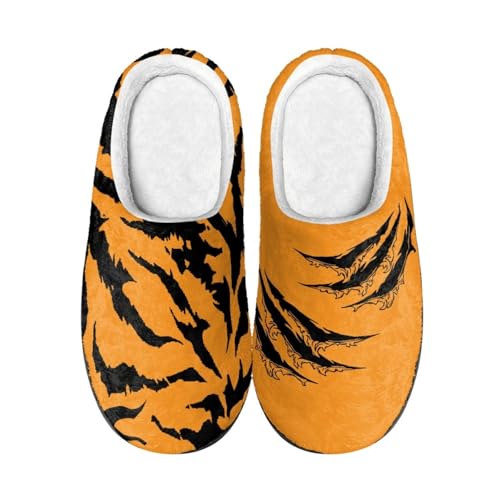 Hausschuhe Damen Gelbe Und Schwarze Streifen Hausschuhe Winter Warme Plüsch Pantoffeln Damen Herren,Tpr Rutschfeste Gummisohle,Für Herbst Und Winter Drinnen Und Draussen von wxlmom