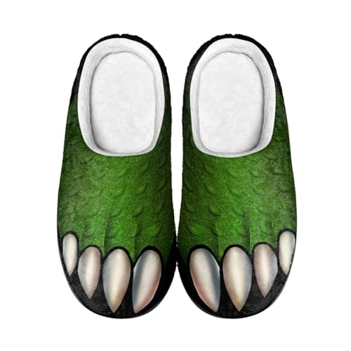 Hausschuhe Damen Grün Weiß Hausschuhe Winter Warme Plüsch Pantoffeln Damen Herren,Tpr Rutschfeste Gummisohle,Für Herbst Und Winter Drinnen Und Draussen von wxlmom