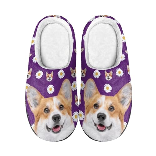Hausschuhe Damen Lila Gelb Hausschuhe Winter Warme Plüsch Pantoffeln Damen Herren,Tpr Rutschfeste Gummisohle,Für Herbst Und Winter Drinnen Und Draussen von wxlmom