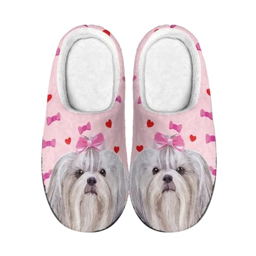 Hausschuhe Damen Rosa Weiß Hausschuhe Winter Warme Plüsch Pantoffeln Damen Herren,Tpr Rutschfeste Gummisohle,Für Herbst Und Winter Drinnen Und Draussen von wxlmom