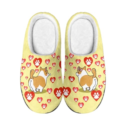 Hausschuhe Damen Rot Weiß Hausschuhe Winter Warme Plüsch Pantoffeln Damen Herren,Tpr Rutschfeste Gummisohle,Für Herbst Und Winter Drinnen Und Draussen von wxlmom