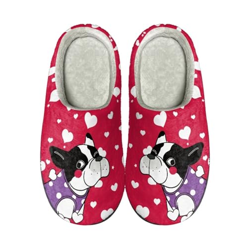 Hausschuhe Damen Schwarz Lila Hausschuhe Winter Warme Plüsch Pantoffeln Damen Herren,Tpr Rutschfeste Gummisohle,Für Herbst Und Winter Drinnen Und Draussen von wxlmom