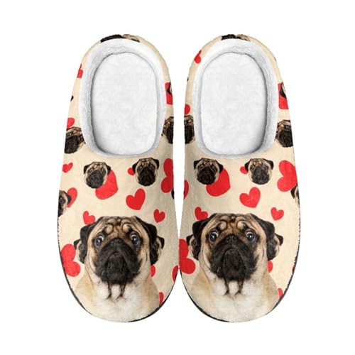 Hausschuhe Damen Schwarzer Hund Hausschuhe Winter Warme Plüsch Pantoffeln Damen Herren,Tpr Rutschfeste Gummisohle,Für Herbst Und Winter Drinnen Und Draussen von wxlmom