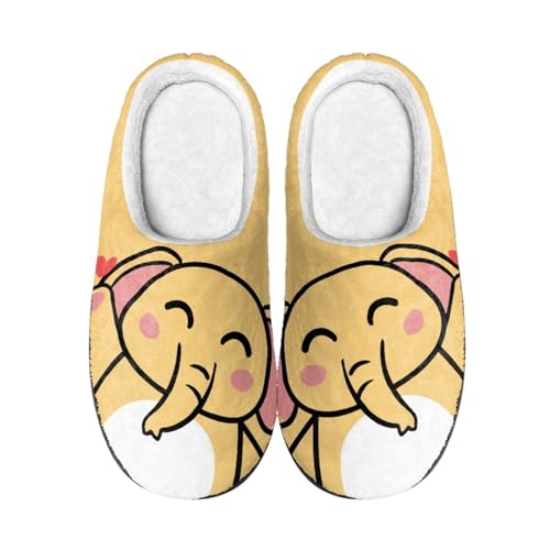 Hausschuhe Gelber Elefant Damen Herren Winter Hausschuhe Gemütlich Plüsch Pantoffeln Rutschfeste Unisex Warm Hausschlappen,Für Die Ganze Familie von wxlmom