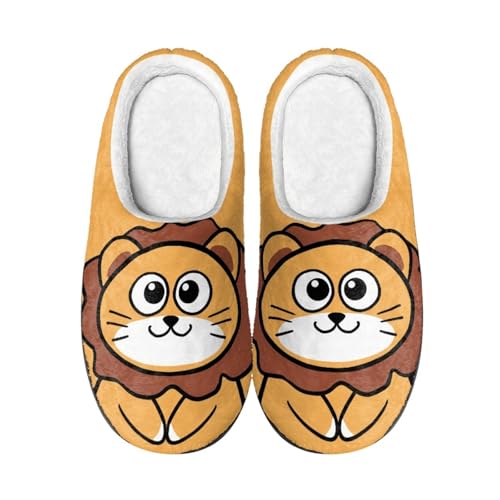 Hausschuhe Gelber Löwe Damen Herren Winter Hausschuhe Gemütlich Plüsch Pantoffeln Rutschfeste Unisex Warm Hausschlappen,Für Die Ganze Familie von wxlmom