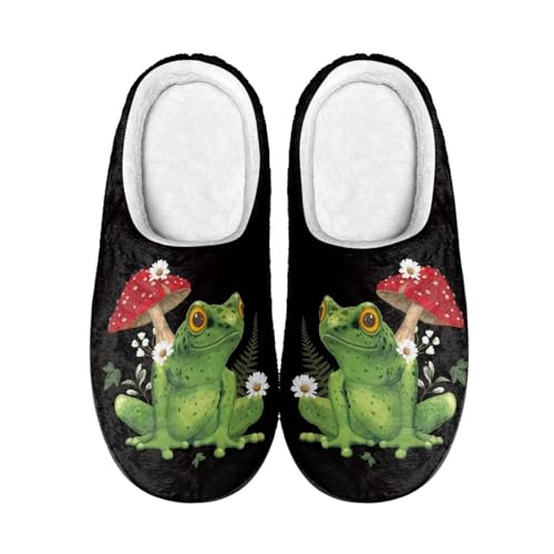 Hausschuhe Grüner Frosch Damen Herren Winter Hausschuhe Gemütlich Plüsch Pantoffeln Rutschfeste Unisex Warm Hausschlappen,Für Die Ganze Familie von wxlmom