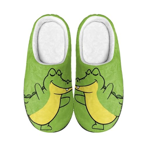 Hausschuhe Grünes Krokodil Damen Herren Winter Hausschuhe Gemütlich Plüsch Pantoffeln Rutschfeste Unisex Warm Hausschlappen,Für Die Ganze Familie von wxlmom