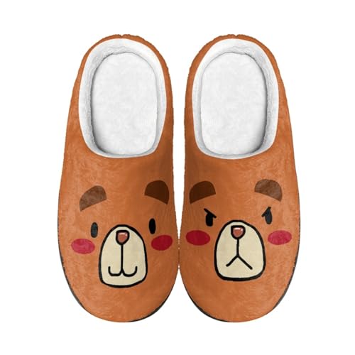Hausschuhe Orange Beige Damen Herren Winter Hausschuhe Gemütlich Plüsch Pantoffeln Rutschfeste Unisex Warm Hausschlappen,Für Die Ganze Familie von wxlmom