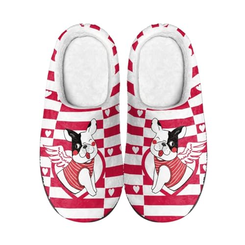 Hausschuhe Rote Und Weiße Streifen Damen Herren Winter Hausschuhe Gemütlich Plüsch Pantoffeln Rutschfeste Unisex Warm Hausschlappen,Für Die Ganze Familie von wxlmom
