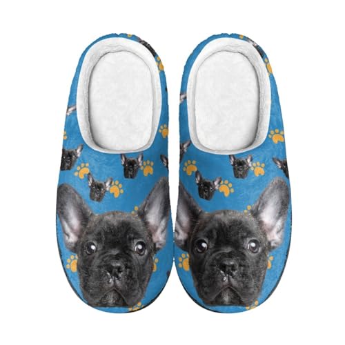 Hausschuhe Schwarz Blau Damen Herren Winter Hausschuhe Gemütlich Plüsch Pantoffeln Rutschfeste Unisex Warm Hausschlappen,Für Die Ganze Familie von wxlmom