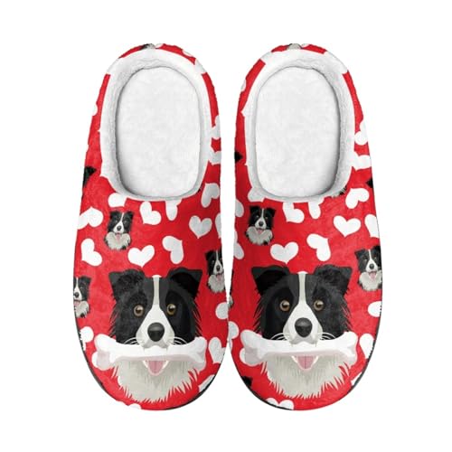 Hausschuhe Schwarz Rot Damen Herren Winter Hausschuhe Gemütlich Plüsch Pantoffeln Rutschfeste Unisex Warm Hausschlappen,Für Die Ganze Familie von wxlmom