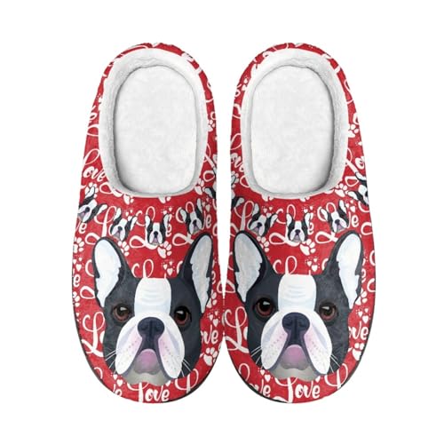 Hausschuhe Tierhund Damen Herren Winter Hausschuhe Gemütlich Plüsch Pantoffeln Rutschfeste Unisex Warm Hausschlappen,Für Die Ganze Familie von wxlmom