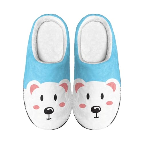 Hausschuhe Weißer Bär Damen Herren Winter Hausschuhe Gemütlich Plüsch Pantoffeln Rutschfeste Unisex Warm Hausschlappen,Für Die Ganze Familie von wxlmom