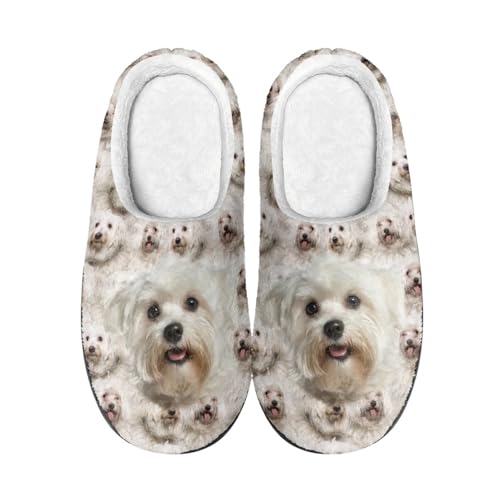 Hausschuhe Weißer Hund Damen Herren Winter Hausschuhe Gemütlich Plüsch Pantoffeln Rutschfeste Unisex Warm Hausschlappen,Für Die Ganze Familie von wxlmom