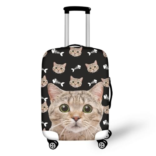 Kofferschutzhülle L Graue Katze Waschbar,Suitcase Cover Für Kinder Und Erwachsene,Elastischer Spandex-Koffer-Protector,Koffer-Abdeckungen von wxlmom