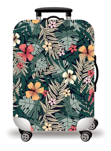 wxlmom Kofferschutzhülle L Blattblumen Waschbar,Suitcase Cover Für Kinder Und Erwachsene,Elastischer Spandex-Koffer-Protector,Koffer-Abdeckungen von wxlmom