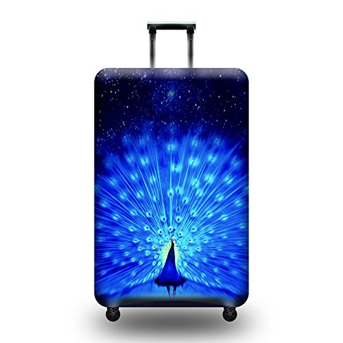 wxlmom Kofferschutzhülle L Blauer Pfau Waschbar,Suitcase Cover Für Kinder Und Erwachsene,Elastischer Spandex-Koffer-Protector,Koffer-Abdeckungen von wxlmom