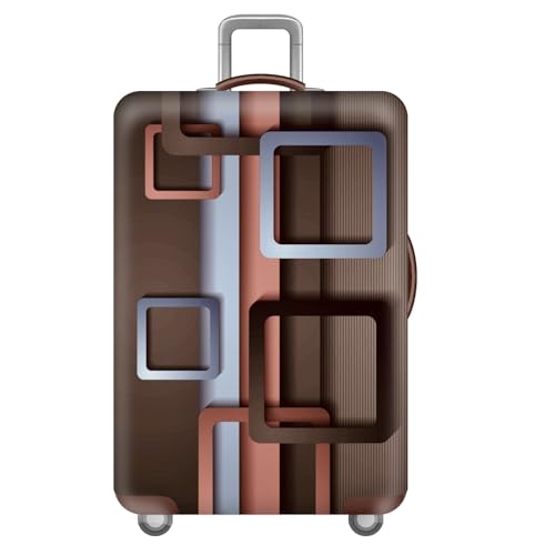 wxlmom Kofferschutzhülle L Braune Geometrie Waschbar,Suitcase Cover Für Kinder Und Erwachsene,Elastischer Spandex-Koffer-Protector,Koffer-Abdeckungen von wxlmom