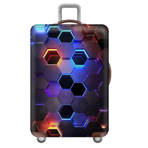 wxlmom Kofferschutzhülle L Grau Blaue Geometrie Waschbar,Suitcase Cover Für Kinder Und Erwachsene,Elastischer Spandex-Koffer-Protector,Koffer-Abdeckungen von wxlmom