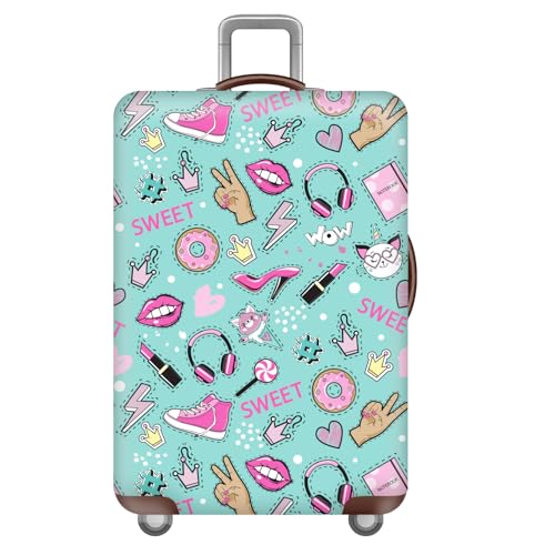 wxlmom Kofferschutzhülle L Mintgrüne Graffiti Waschbar,Suitcase Cover Für Kinder Und Erwachsene,Elastischer Spandex-Koffer-Protector,Koffer-Abdeckungen von wxlmom