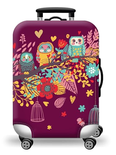 wxlmom Kofferschutzhülle L Purpureule Waschbar,Suitcase Cover Für Kinder Und Erwachsene,Elastischer Spandex-Koffer-Protector,Koffer-Abdeckungen von wxlmom