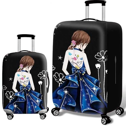 wxlmom Kofferschutzhülle L Schwarzes Blaues Mädchen Waschbar,Suitcase Cover Für Kinder Und Erwachsene,Elastischer Spandex-Koffer-Protector,Koffer-Abdeckungen von wxlmom