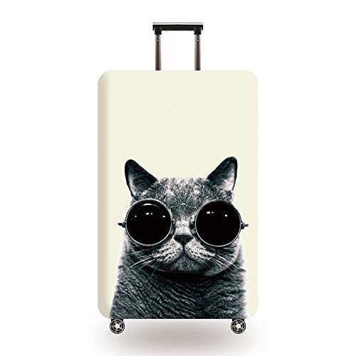 wxlmom Kofferschutzhülle L Sonnenbrille Katze Waschbar,Suitcase Cover Für Kinder Und Erwachsene,Elastischer Spandex-Koffer-Protector,Koffer-Abdeckungen von wxlmom
