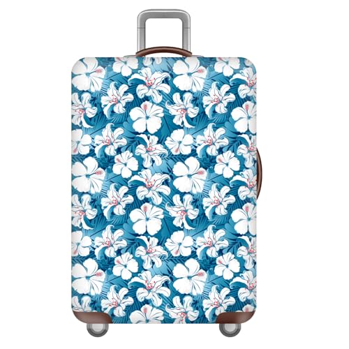 wxlmom Kofferschutzhülle M Blaue Weiße Blumen Waschbar,Suitcase Cover Für Kinder Und Erwachsene,Elastischer Spandex-Koffer-Protector,Koffer-Abdeckungen von wxlmom