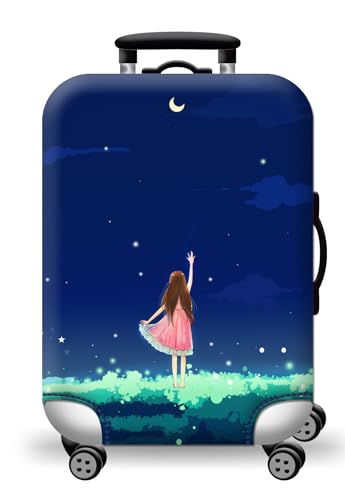 wxlmom Kofferschutzhülle M Blaues Mädchen Waschbar,Suitcase Cover Für Kinder Und Erwachsene,Elastischer Spandex-Koffer-Protector,Koffer-Abdeckungen von wxlmom