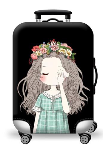 wxlmom Kofferschutzhülle M Blumenkranz Mädchen Waschbar,Suitcase Cover Für Kinder Und Erwachsene,Elastischer Spandex-Koffer-Protector,Koffer-Abdeckungen von wxlmom