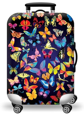 wxlmom Kofferschutzhülle M Bunter Schmetterling Waschbar,Suitcase Cover Für Kinder Und Erwachsene,Elastischer Spandex-Koffer-Protector,Koffer-Abdeckungen von wxlmom