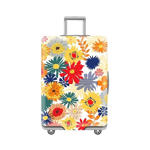 wxlmom Kofferschutzhülle M Gelbe Rote Blumen Waschbar,Suitcase Cover Für Kinder Und Erwachsene,Elastischer Spandex-Koffer-Protector,Koffer-Abdeckungen von wxlmom
