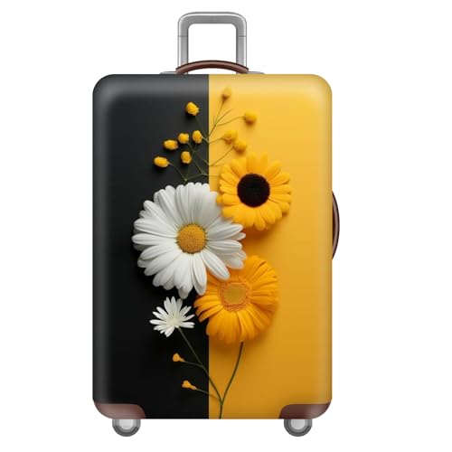 wxlmom Kofferschutzhülle M Gelbe Schwarze Blume Waschbar,Suitcase Cover Für Kinder Und Erwachsene,Elastischer Spandex-Koffer-Protector,Koffer-Abdeckungen von wxlmom