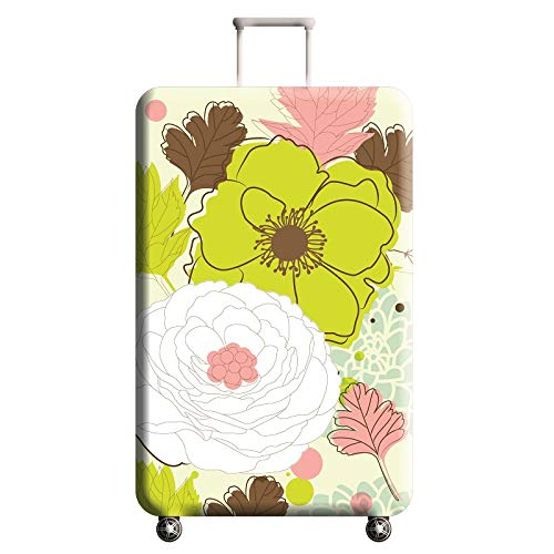 wxlmom Kofferschutzhülle M Grüne Weiße Blumen Waschbar,Suitcase Cover Für Kinder Und Erwachsene,Elastischer Spandex-Koffer-Protector,Koffer-Abdeckungen von wxlmom