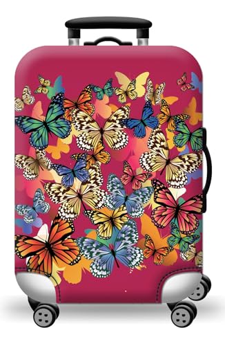 wxlmom Kofferschutzhülle M Roter Schmetterling Waschbar,Suitcase Cover Für Kinder Und Erwachsene,Elastischer Spandex-Koffer-Protector,Koffer-Abdeckungen von wxlmom