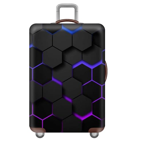 wxlmom Kofferschutzhülle M Schwarz Lila Geometrie Waschbar,Suitcase Cover Für Kinder Und Erwachsene,Elastischer Spandex-Koffer-Protector,Koffer-Abdeckungen von wxlmom