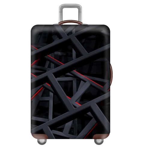 wxlmom Kofferschutzhülle M Schwarz Und Rot Waschbar,Suitcase Cover Für Kinder Und Erwachsene,Elastischer Spandex-Koffer-Protector,Koffer-Abdeckungen von wxlmom