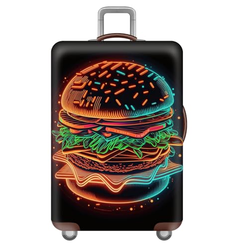 wxlmom Kofferschutzhülle M Schwarzer Burger Waschbar,Suitcase Cover Für Kinder Und Erwachsene,Elastischer Spandex-Koffer-Protector,Koffer-Abdeckungen von wxlmom