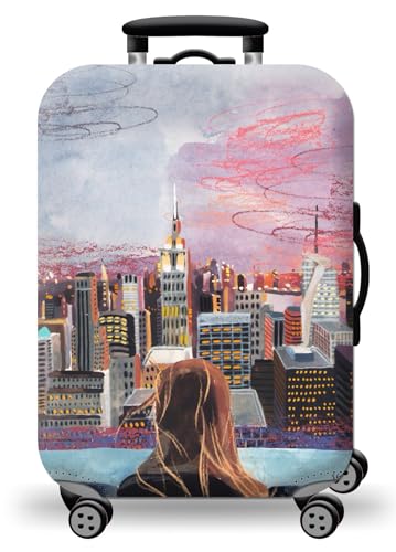 wxlmom Kofferschutzhülle M Stadt Waschbar,Suitcase Cover Für Kinder Und Erwachsene,Elastischer Spandex-Koffer-Protector,Koffer-Abdeckungen von wxlmom