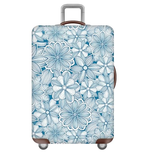 wxlmom Kofferschutzhülle S Blaue Blume Waschbar,Suitcase Cover Für Kinder Und Erwachsene,Elastischer Spandex-Koffer-Protector,Koffer-Abdeckungen von wxlmom