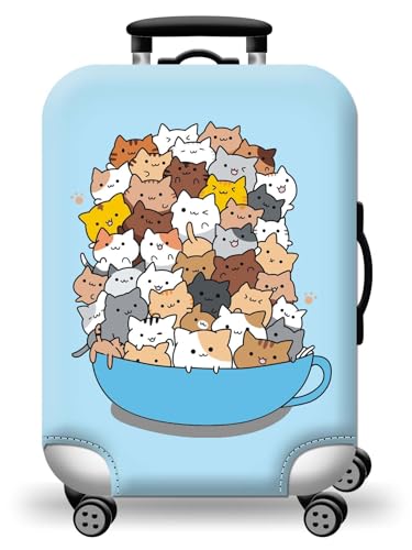 wxlmom Kofferschutzhülle S Blaue Katze Waschbar,Suitcase Cover Für Kinder Und Erwachsene,Elastischer Spandex-Koffer-Protector,Koffer-Abdeckungen von wxlmom