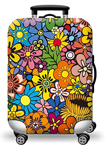 wxlmom Kofferschutzhülle S Bunte Blumen Waschbar,Suitcase Cover Für Kinder Und Erwachsene,Elastischer Spandex-Koffer-Protector,Koffer-Abdeckungen von wxlmom