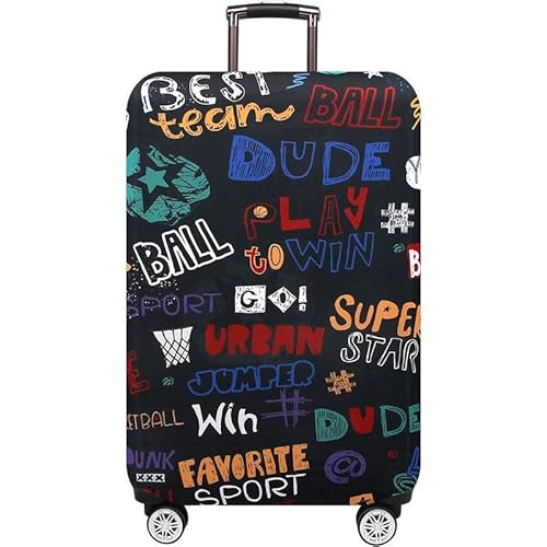 wxlmom Kofferschutzhülle S Graffiti Schwarz Waschbar,Suitcase Cover Für Kinder Und Erwachsene,Elastischer Spandex-Koffer-Protector,Koffer-Abdeckungen von wxlmom