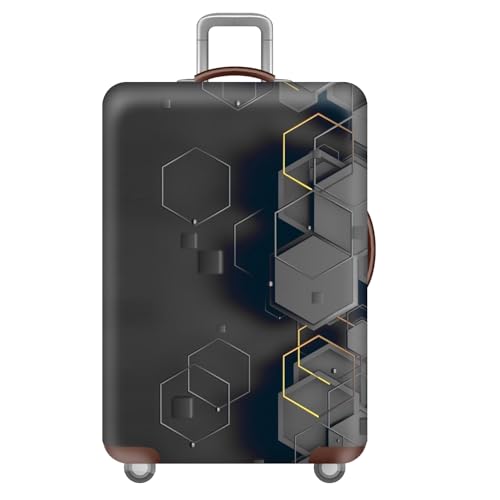 wxlmom Kofferschutzhülle S Graue Geometrie Waschbar,Suitcase Cover Für Kinder Und Erwachsene,Elastischer Spandex-Koffer-Protector,Koffer-Abdeckungen von wxlmom