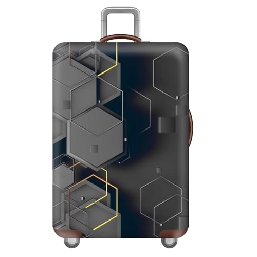wxlmom Kofferschutzhülle S Graue Geometrie Waschbar,Suitcase Cover Für Kinder Und Erwachsene,Elastischer Spandex-Koffer-Protector,Koffer-Abdeckungen von wxlmom