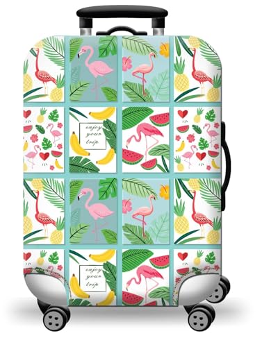 wxlmom Kofferschutzhülle S Grüner Flamingo Waschbar,Suitcase Cover Für Kinder Und Erwachsene,Elastischer Spandex-Koffer-Protector,Koffer-Abdeckungen von wxlmom
