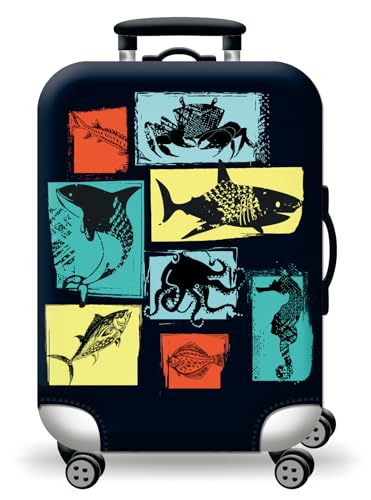 wxlmom Kofferschutzhülle S Meerestiere Waschbar,Suitcase Cover Für Kinder Und Erwachsene,Elastischer Spandex-Koffer-Protector,Koffer-Abdeckungen von wxlmom