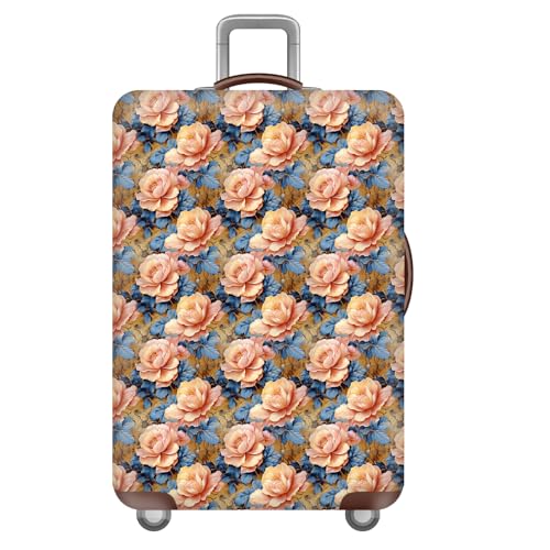 wxlmom Kofferschutzhülle S Orange Blaue Blume Waschbar,Suitcase Cover Für Kinder Und Erwachsene,Elastischer Spandex-Koffer-Protector,Koffer-Abdeckungen von wxlmom