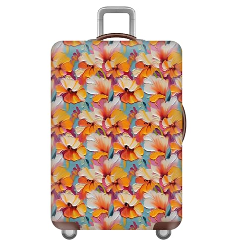 wxlmom Kofferschutzhülle S Orange Blume Waschbar,Suitcase Cover Für Kinder Und Erwachsene,Elastischer Spandex-Koffer-Protector,Koffer-Abdeckungen von wxlmom