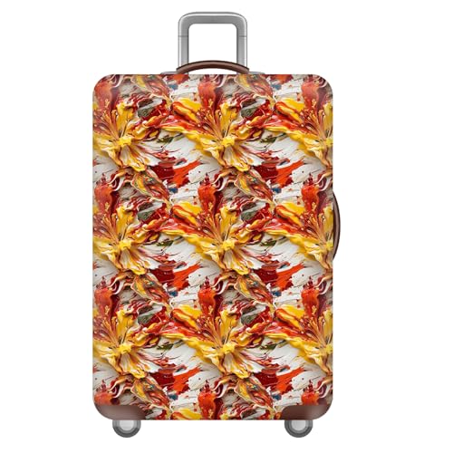 wxlmom Kofferschutzhülle S Orange Gelbe Blumen Waschbar,Suitcase Cover Für Kinder Und Erwachsene,Elastischer Spandex-Koffer-Protector,Koffer-Abdeckungen von wxlmom
